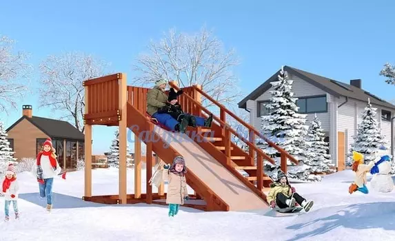 Зимняя деревянная игровая горка Савушка Зима - 3