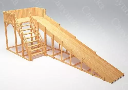 Зимняя деревянная игровая горка Савушка "Зима wood" - 6