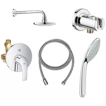 Душевая система GROHE Eurosmart с душевым гарнитуром и верхним душем Tempesta 210, хром (124440)