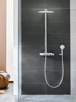 Душевая система GROHE Rainshower SmartControl 360 DUO с термостатическим смесителем для настенного монтажа, 3 режима верхнего душа, хром (26250000)