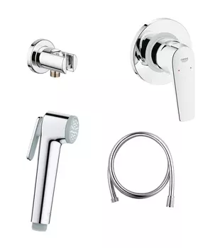 Готовый комплект для гигиенического душа GROHE BauFlow: встраиваемый смеситель, гигиенический душ со шлангом и держателем, хром (NH0001)