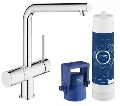 Комплект со смесителем для кухни GROHE Blue Minta New Pure (фильтрация, L-излив), хром (31345002)