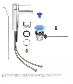 Смеситель для раковины GROHE Essence+ с донным клапаном и низким изливом, хром (32898001)
