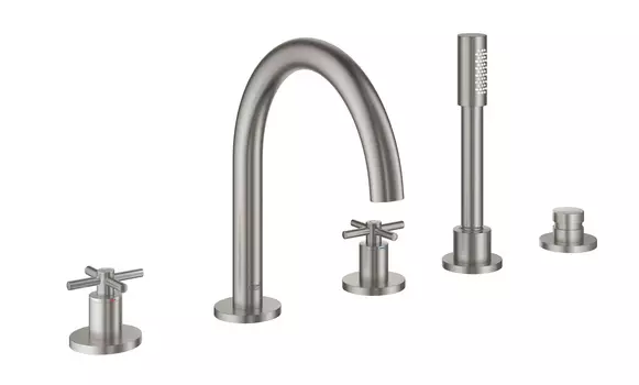 Смеситель для ванны GROHE Atrio New с ручным душем и переключателем, суперсталь (19923DC3)