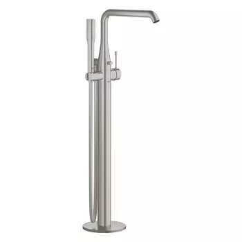 Смеситель для ванны GROHE Essence New с душевым гарнитуром, верхняя монтажная часть, напольный монтаж, суперсталь (23491DC1)