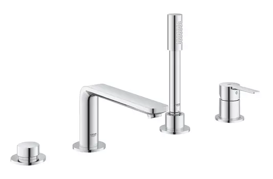 Смеситель для ванны GROHE Lineare New на 4 отверстия с душевым гарнитуром, хром (19577001)