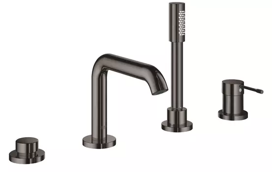 Смеситель однорычажный для ванны GROHE Essence New, на 4 отверстия, темный графит (19578A01)