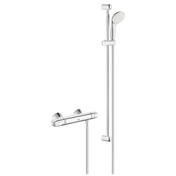 Термостатический смеситель для душа GROHE Grohtherm 1000 Newс душевым гарнитуром Tempesta New II, штанга 900 мм, хром (34256004)