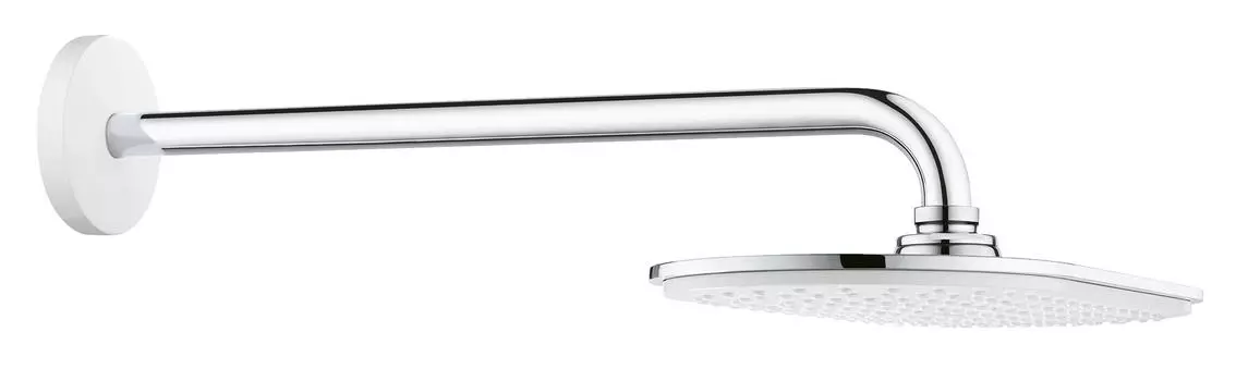 Верхний душ с душевым кронштейном GROHE Rainshower Veris, диаметр 300 х 150 мм, белая луна (26170LS0)