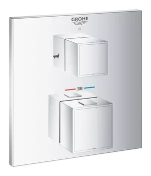 Внешняя часть термостататического смесителя для душа GROHE Grohtherm Cube с переключателем на 2 положения ванна/ручной душ, хром (24155000)
