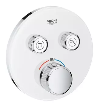 Внешняя часть термостатического смесителя на 2 выхода GROHE Grohtherm SmartControl, белая луна (29151LS0)