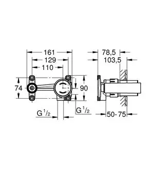 Встраиваемая часть смесителя GROHE Eurodisc Joy, однорычажный (23429000)