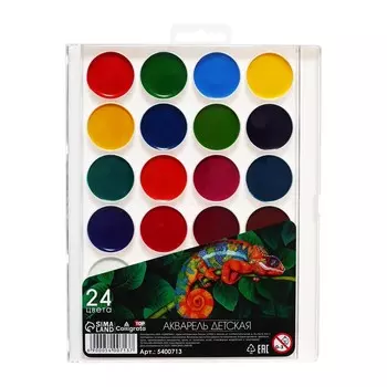 Акварель 24 цвета calligrata top, пластик, европодвес