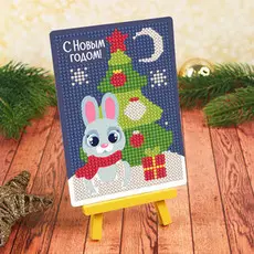 Алмазная мозаика на новый год с частичным заполнением для детей на подставке