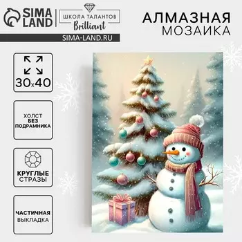 Алмазная мозаика на новый год с частичным заполнением на холсте
