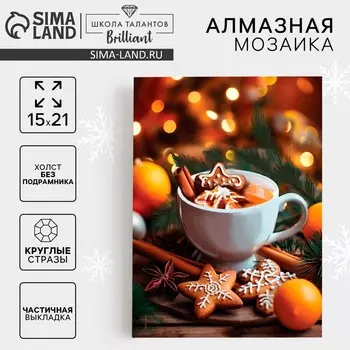 Алмазная мозаика на новый год с частичным заполнением на холсте