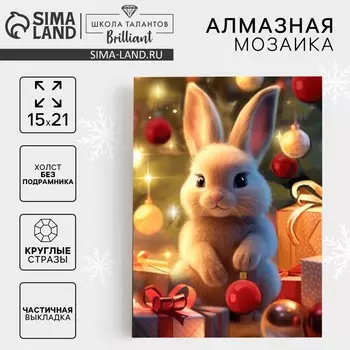 Алмазная мозаика на новый год с частичным заполнением на холсте
