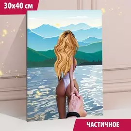 Алмазная мозаика с частичным заполнением на холсте