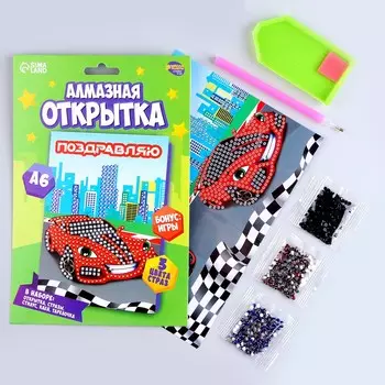 Алмазная мозаика с частичным заполнением на открытке