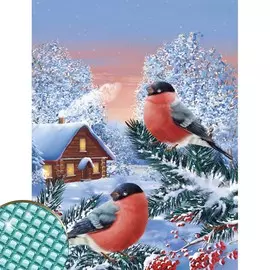 Алмазная мозаика на новый год с полным заполнением на холсте