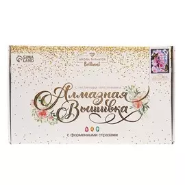 Алмазная мозаика с частичным заполнением и форменными стразами на раме