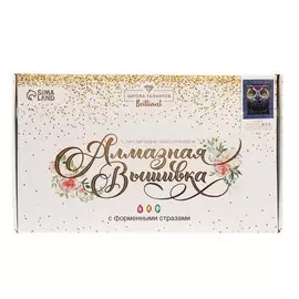 Алмазная мозаика с частичным заполнением и форменными стразами на раме