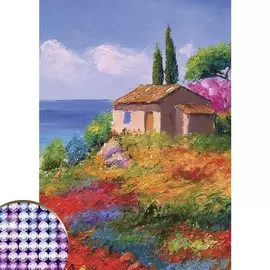 Алмазная мозаика с частичным заполнением на холсте