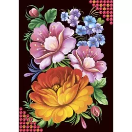 Алмазная мозаика с частичным заполнением на холсте