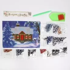 Алмазная мозаика на новый год с частичным заполнением на холсте