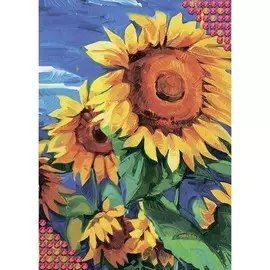 Алмазная мозаика с частичным заполнением на холсте