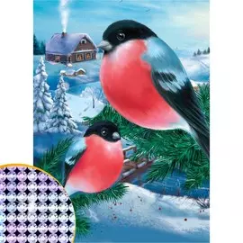 Алмазная мозаика на новый год с частичным заполнением на холсте