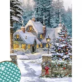 Алмазная мозаика на новый год с полным заполнением на холсте