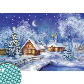Алмазная мозаика на новый год с полным заполнением на холсте