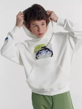 Анорак для мальчиков белый с печатью