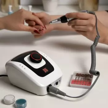 Аппарат для маникюра luazon lmh-06, 6 насадок, 30 вт, до 35000 об/мин, черно-белый