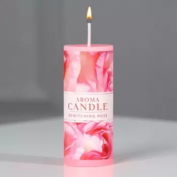 Ароматическая свеча столбик, роза, 3 x 7,5 см.