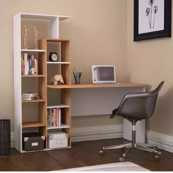 Атмосфера Стол компьютерный Вентура дуб крафт золотой/белый 00-00000643