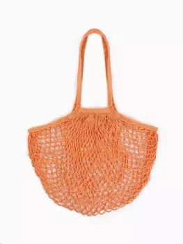Сумка-авоська хозяйственная, клетка 1.5 см, оранжевая