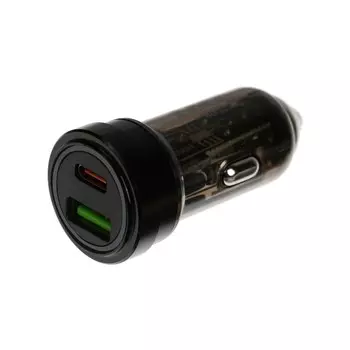 Автомобильное зарядное устройство luazon ar-ca01, usb, type-c, pd, 20 w, прозрачное, черное