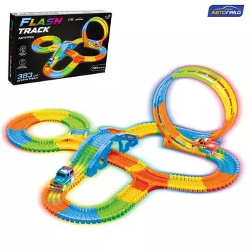 Автотрек flash track, гибкий, светится в темноте, 383 см, 194 детали