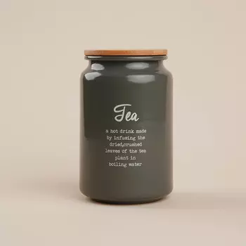 Банка для чая sl home, 9.514 см, с бамбуковой крышкой, серая