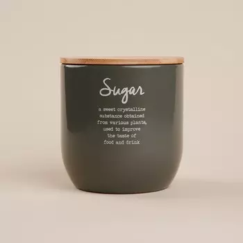 Банка для сахара sl home, 1212 см, с бамбуковой крышкой, серая