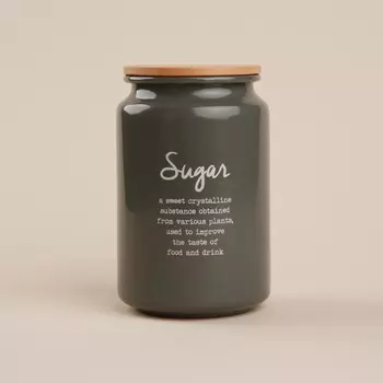 Банка для сахара sl home, 9.514 см, с бамбуковой крышкой, серая