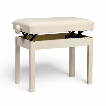 Банкетка для пианино music life сиденье 55х34, высота 48-58 см, белая, нагрузка 100 кг
