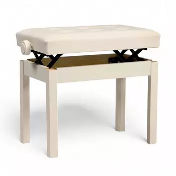 Банкетка для пианино music life сиденье 55х34, высота 48-58 см, белая, нагрузка 100 кг