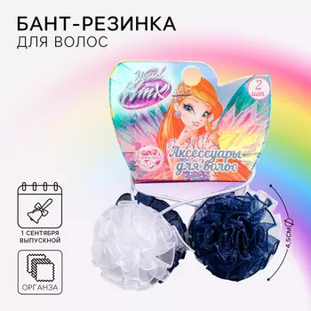 Бант для волос на резинке школьный, 2 штуки 4.5 см, винкс