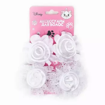 Бант для волос на резинке 2 шт., заколка зажим для волос 2 шт., набор, коты аристократы