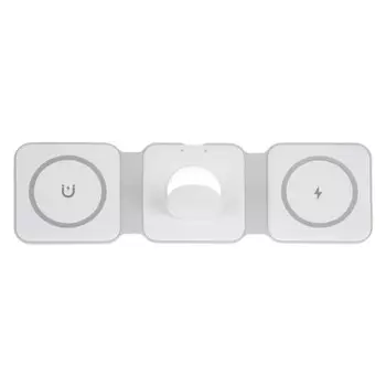 Беспроводное зарядное устройство 3 в 1 a07, 15 w, поддержка magsafe, складная, белая