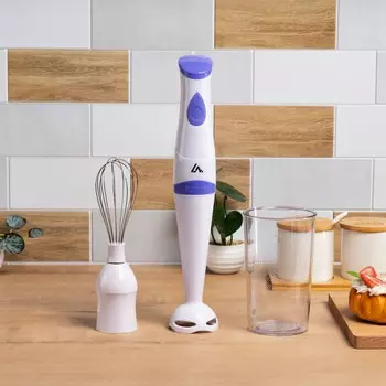 Блендер luazon lbr-24, погружной, 250 вт, 0.6 л, 1 скорость, бело-фиолетовый