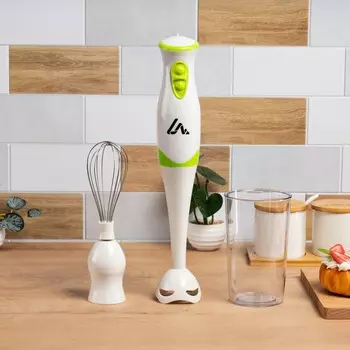 Блендер luazon lbr-26, погружной, 300 вт, 0.6 л, 2 скорости, бело-зеленый